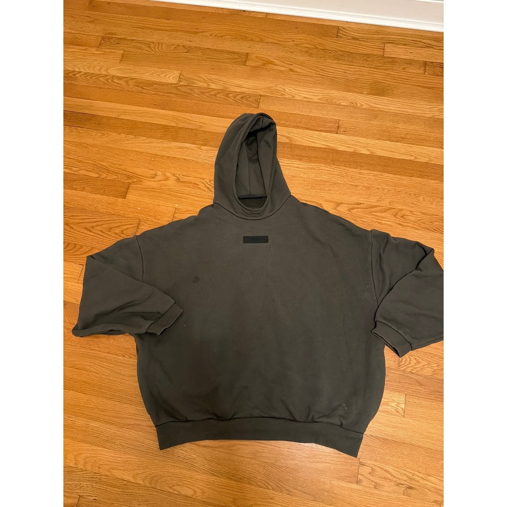 Fear of God Essentials Hoodie Charcoal Grey Mens Large Oversized Fleece Pullover